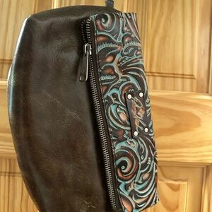 Patricia Nash Brown and Teal Patterned Clutch